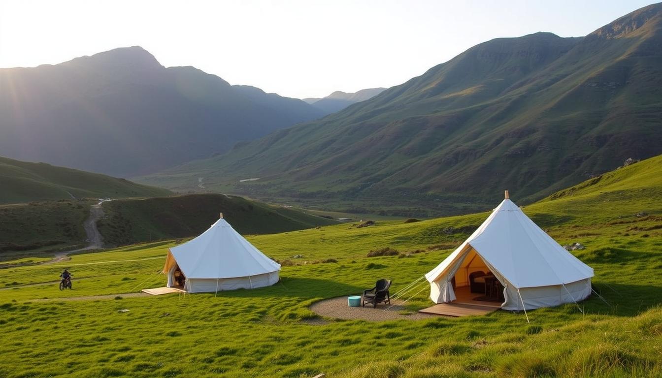 mountain biking and glamping in the UK